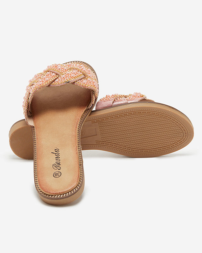 OUTLET Chaussons femme roses avec perles et perles Cetera - Chaussures