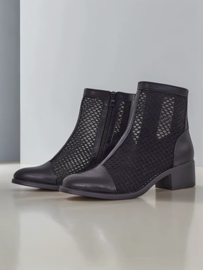 Royalfashion Bottines à talons bas pour femmes perforées Rowices