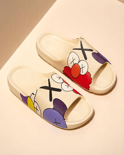 Pantoufles pour femmes en caoutchouc crème avec imprimé Pfizz - Footwear