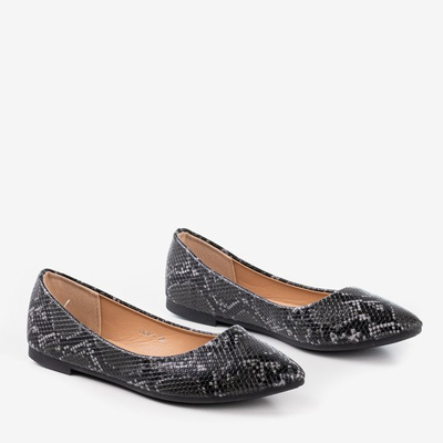 Ballerines pour femmes noires a'la peau de serpent Lilla - Chaussures 1