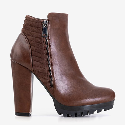 Bottines femme Santiago marron avec fermeture éclair décorative - Footwear