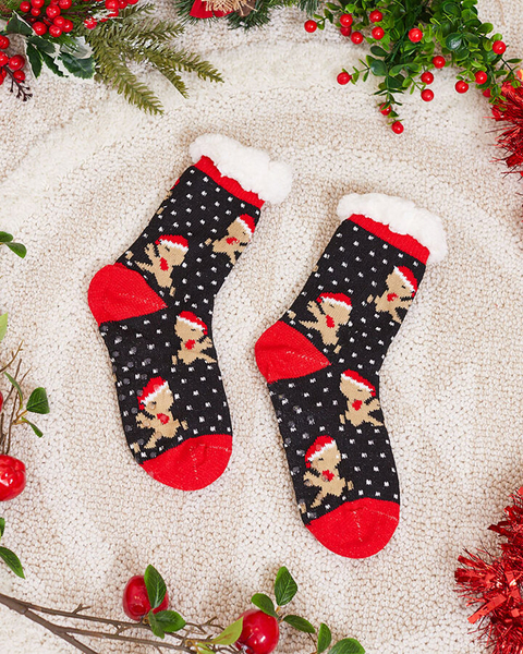 Chaussettes pour femmes rouges avec motif de Noël - Sous-vêtements