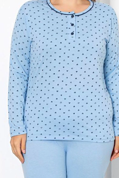 Royalfashion Pyjama pour femmes en coton 2 pièces avec imprimé cœur grande taille