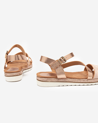 Sandales plates roses et dorées pour femmes Pixaf- Footwear