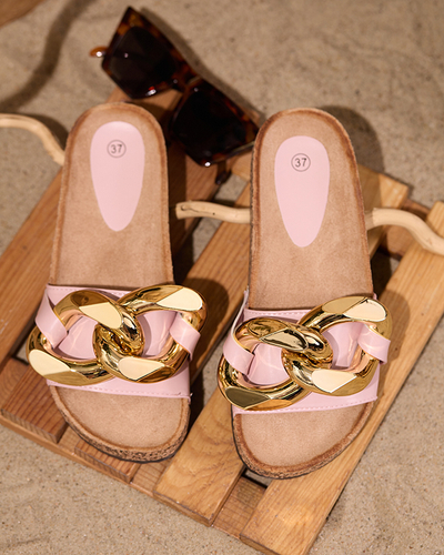 Chaussons roses pour femme avec une décoration Sofig- Footwear