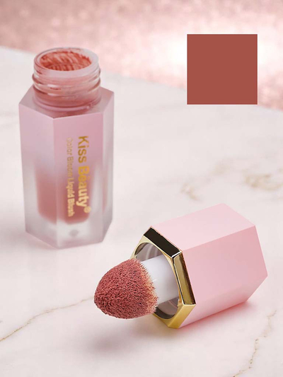 Fard à joues liquide Kiss Beauty avec éponge, couleur Coucher de soleil