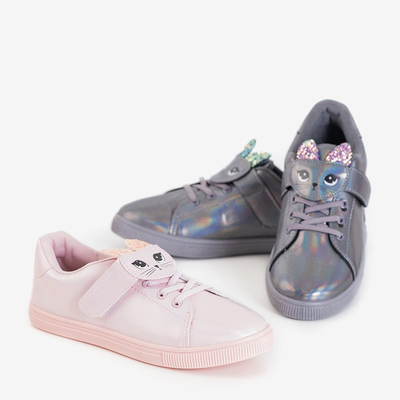Baskets enfant rose clair avec chaton Atlasana - Chaussures