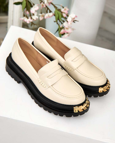 Mocassins pour Femmes Aurelia Beige à Plateforme de 5cm - Élégants et Confortables