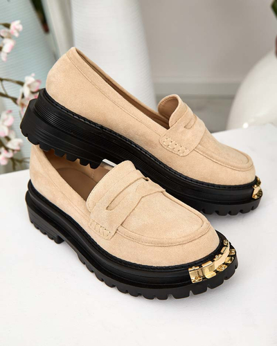 Mocassins Giulia Beige en Cuir Écologique