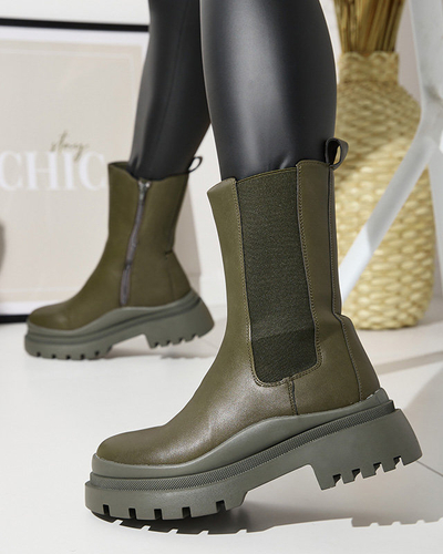 OUTLET Bottes à talon plat vert foncé pour femmes Okidas - Footwear