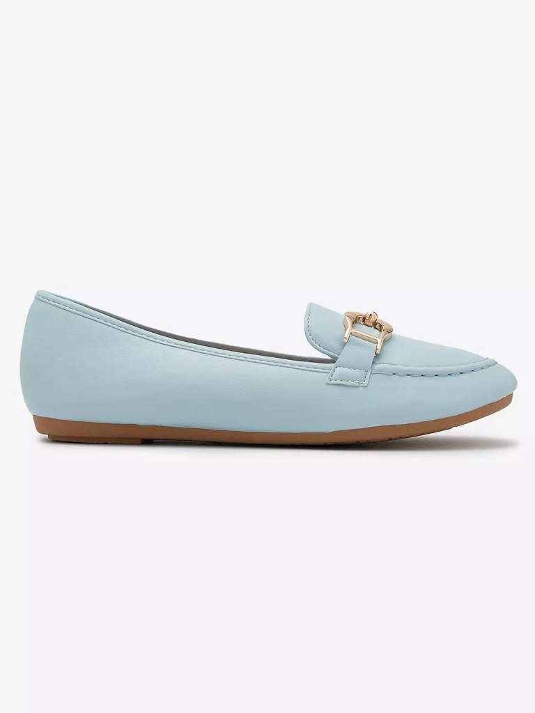 Mocassins pour femme en éco-cuir bleu avec embellissement Wiwet-Footwear