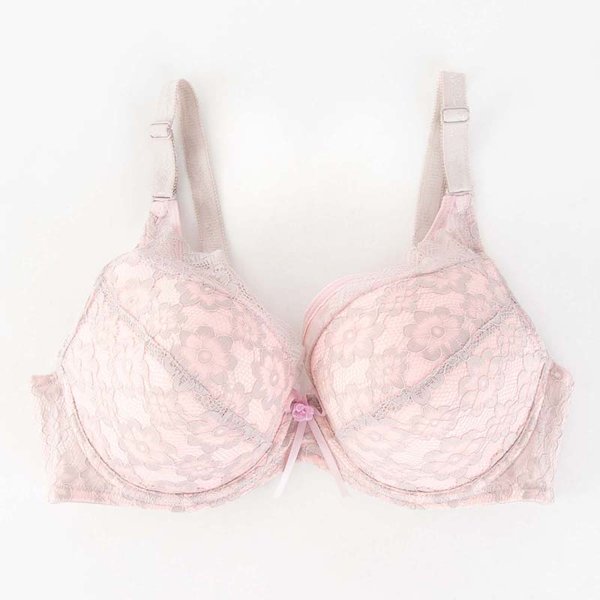 Soutien-gorge gris et rose avec dentelle - Sous-vêtements
