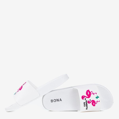 Tongs flamant femme blanches - Chaussures 1