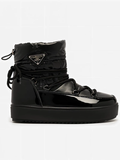 Royalfashion Bottes à enfiler pour femmes bottes de neige a'la en noir Vevnose