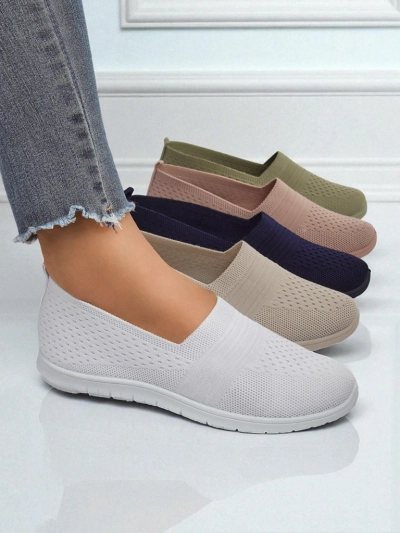 Ballerines blanches pour femmes Ariadne en tissu respirant sur semelle plate