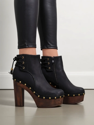 Royalfashion Bottines pour femmes à talon bloc Bezollos