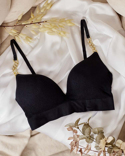 Royalfashion Soutien-gorge côtelé pour femme avec bretelles décoratives