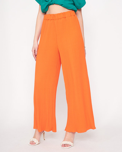 Pantalon palazzo large côtelé orange pour femme - Vêtements