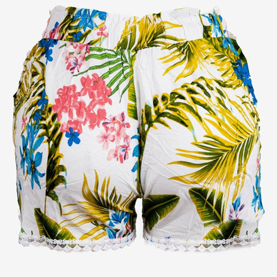 Short court blanc à fleurs pour femmes - Pantalon 1