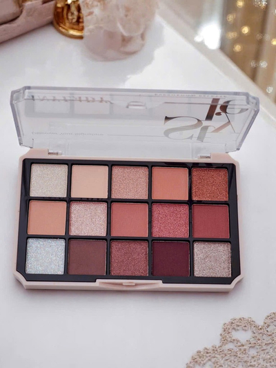 ANYLADY Palette de 15 fards à paupières avec paillettes et mats Ruby Glamour