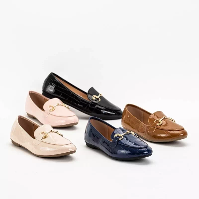 Mocassin femme laqué beige embossé Cerilla - Shoes