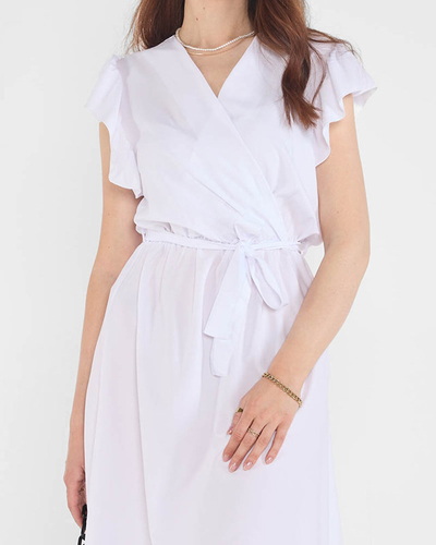 Mini robe blanche pour femme avec une cravate - Vêtements