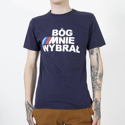 T-shirt homme en coton bleu marine avec imprimé - Vêtements