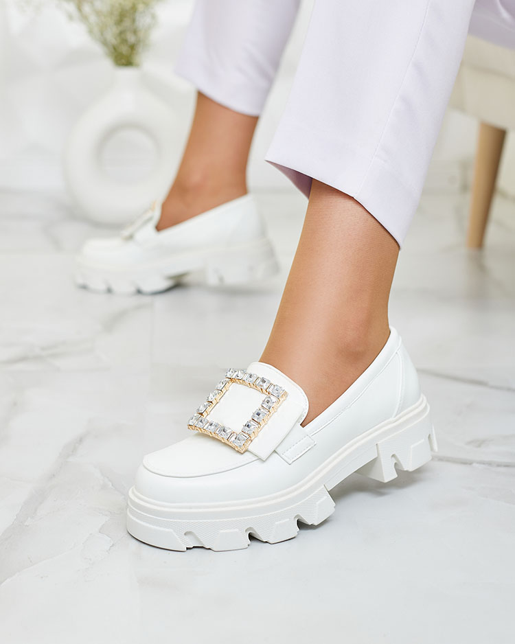 Royalfashion Mocassins blancs avec décoration sur le nez Alomease