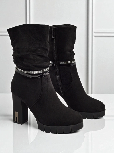 Bottines femme à talons épais en éco-daim BrambleDusk