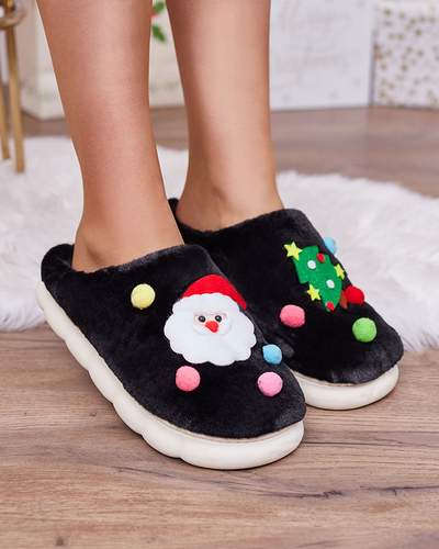 Royalfashion Chaussons de Noël pour femme en noir Fertemse