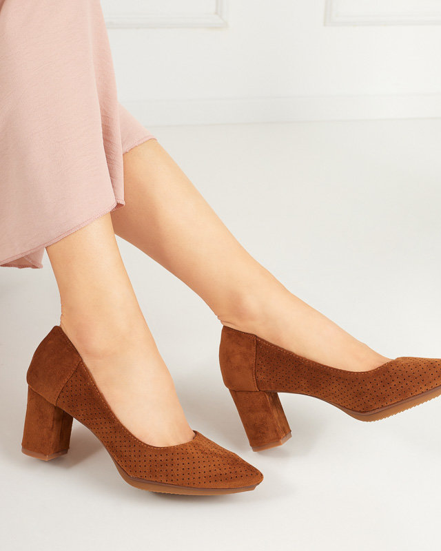 OUTLET Escarpins femme camel ajourés sur le poteau Kalirso - Footwear