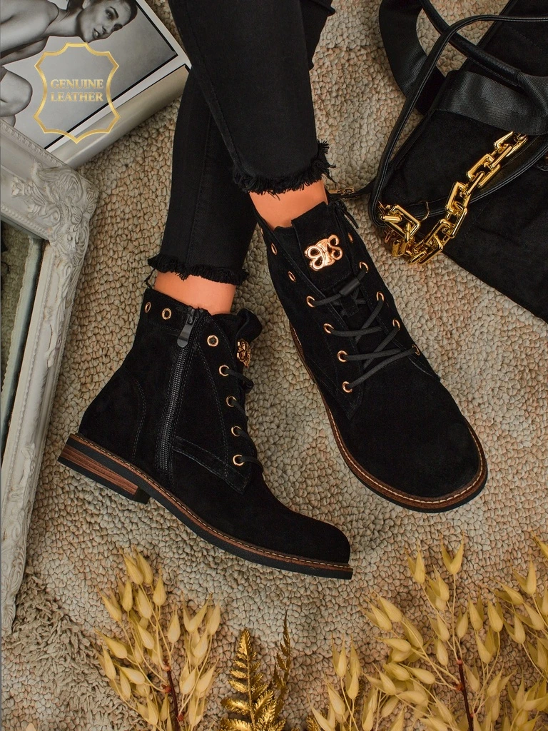 Bottines pour femmes Aurelia Romano en daim naturel - marron, avec fourrure