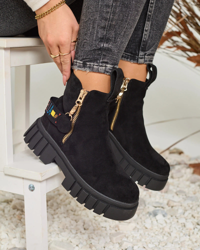 Royalfashion Bottes Poirop en éco-suède pour femme noir