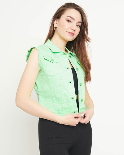 Gilet en jean vert pour femme - Vêtements