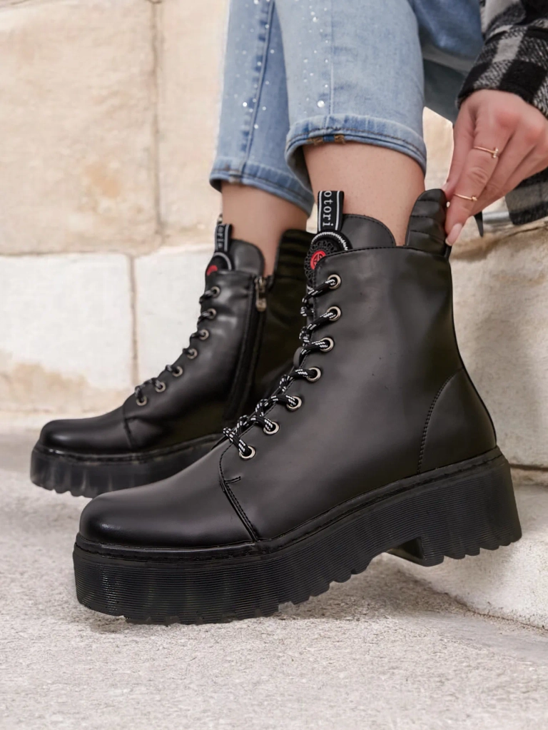 Royalfashion Bottines pour femmes en cuir éco-travail Fewor