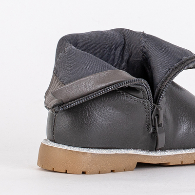 Bottines grises fille avec tige décorative Nokimi-Shoes