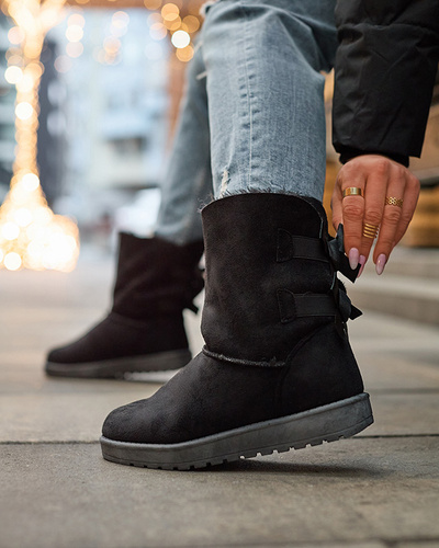 Bottes de neige noires pour femmes avec nœuds Massap - Footwear