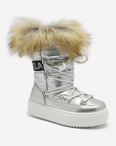 Silver chaussures enfants a'la bottes de neige avec fourrure Asika - Chaussures