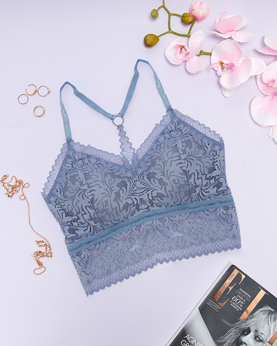 Soutien-gorge bralette dentelle bleu femme - Sous-vêtements