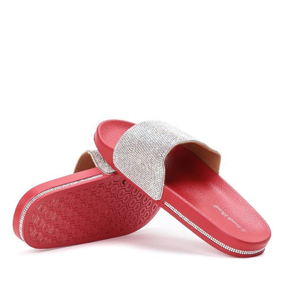 OUTLET Tongs rouges avec zircon cubique Marbella - Footwear