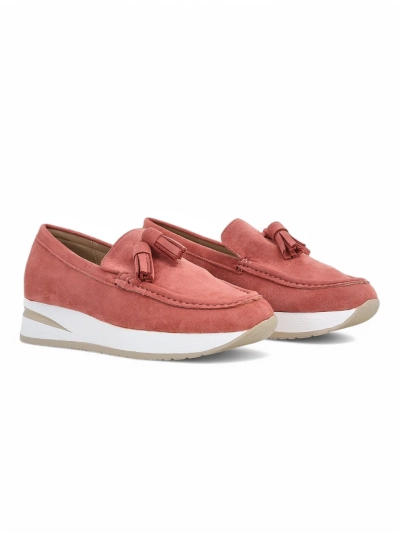 Mocassins pour femmes Ariadne roses compensés en cuir écologique décontracté