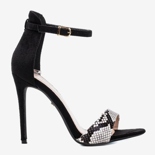Sandales femme serpent noir sur un talon haut Gold Rush - Chaussures 1
