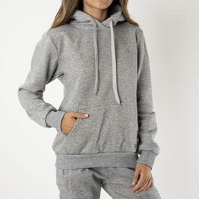 Sweat à capuche isolé gris pour femmes - Vêtements