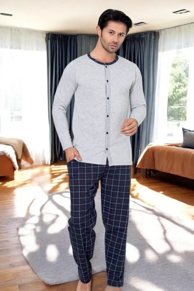Pyjamas en coton à carreaux pour homme Royalfashion