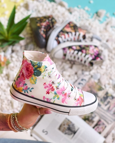 Royalfashion Baskets hautes blanches à imprimé floral pour femme Fahenna