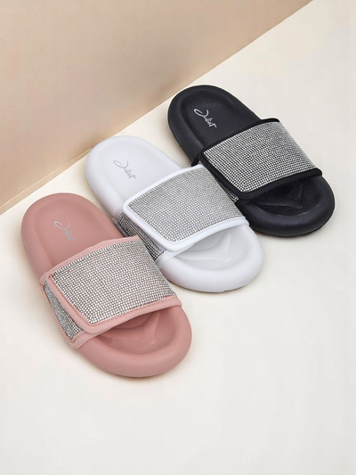 Royalfashion Claquettes plates pour femmes Sparkle Step
