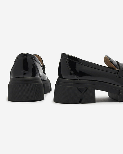 Mocassins noirs laqués pour femmes Tygriss- Footwear