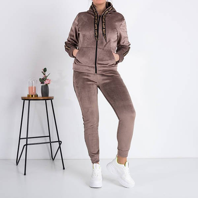 Sweat-shirt chaud femme marron avec rayures - Vêtements