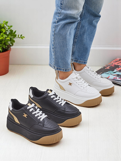 Sneakers pour femmes Arianna Bianco sur plateforme en cuir écologique de 5 cm
