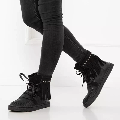 OUTLET Bottines noires à franges pour femme Medisal - Footwear